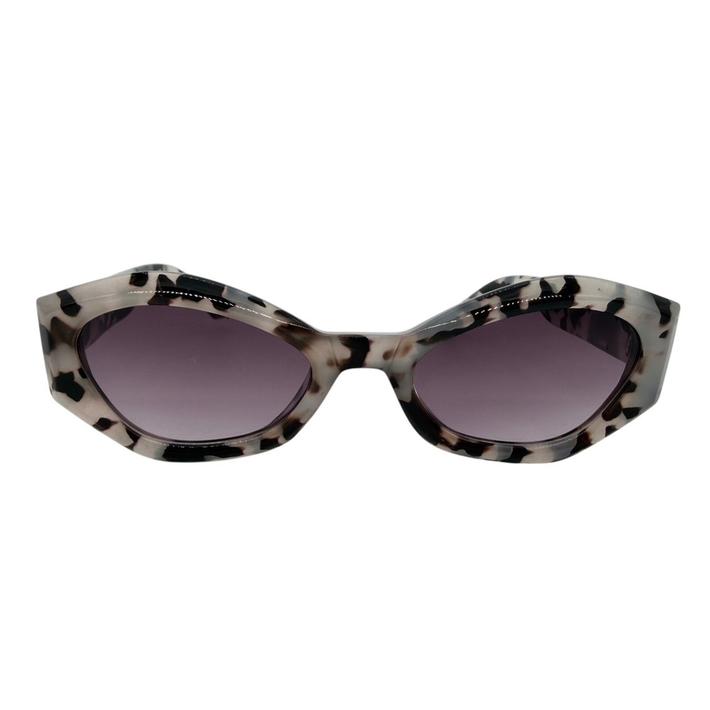 Retro Cat Eye Sunglasses Gray Black Tortoise Frame Purple Lenses Glam